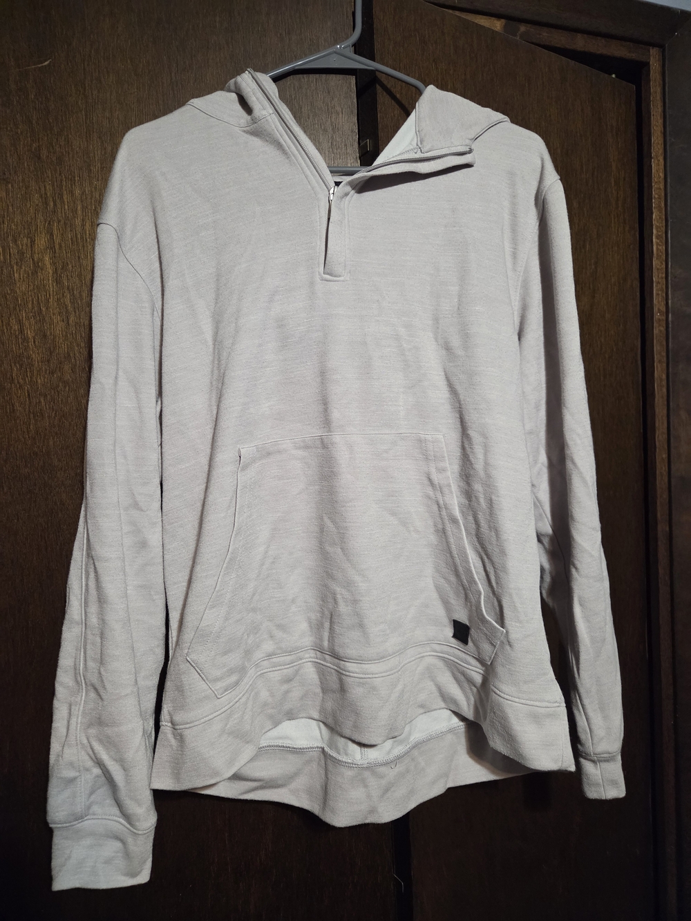 Light Gray Half-Zip Hooded Pullover Sweatshirt